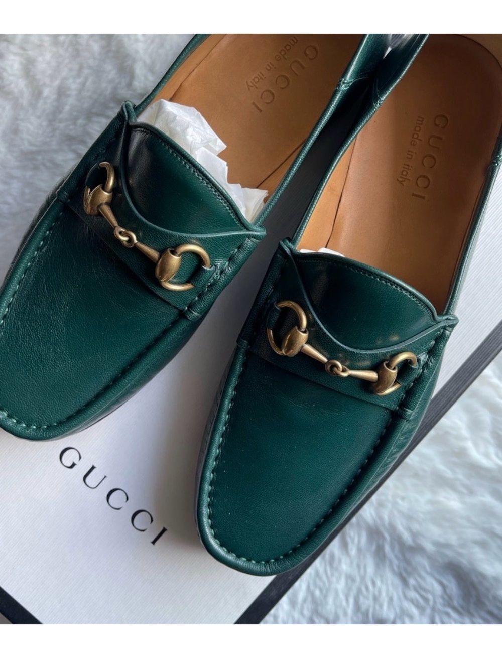 Gucci Green Leather Horsebit Loafers - Picture 2 of 5